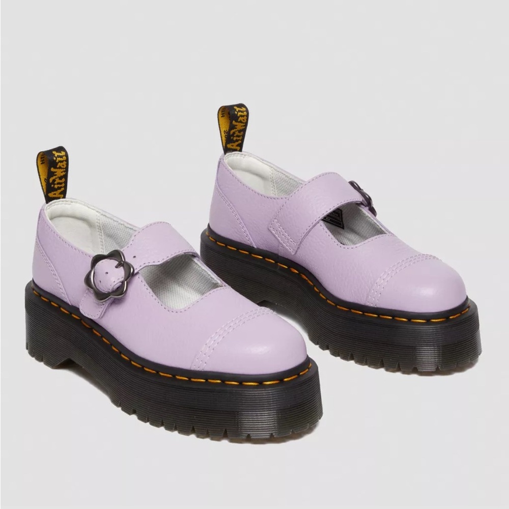 Dr. Marten’s Addina Flower Buckle Leather Platform Shoes Size 10
